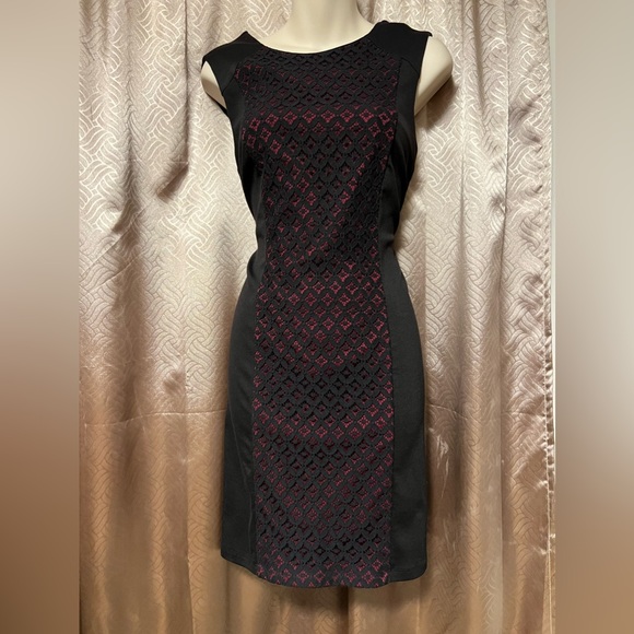 Black Dress with Lace and Red Detailing - Picture 1 of 3